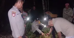 Petugas Polres Empat Lawang bersama Polda Sumsel melakukan penyelidikan di lokasi percobaan perampokan di Kecamatan Pendopo. (Sumber: Istimewa)