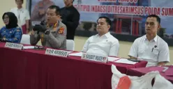 pengungkapan kasus penyalahgunaan pupuk subsidi di Mapolda Sumsel. (Sumber: Istimewa)