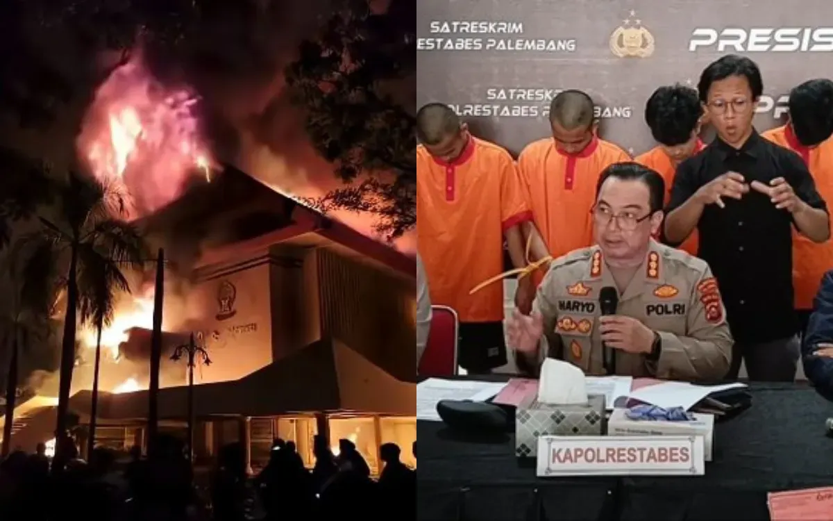 Empat pemuda ditetapkan sebagai tersangka kasus pengrusakan kantor DPRD Sumatera Selatan dan sejumlah pos lalu lintas di Palembang. (Sumber: Istimewa)