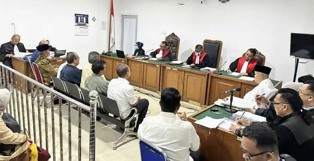 Persidangan kasus dugaan korupsi proyek Pasar Cinde Palembang dengan skema Bangun Guna Serah (BGS) kembali digelar di PN Palembang. (Sumber: Istimewa)