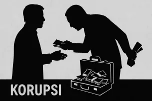 Ilustrasi korupsi (Sumber: sumsel.co/AI)