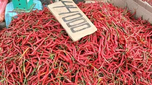 Cabai merah di salah satu pasar tradisional Kota Palembang. (Sumber: Istimewa)